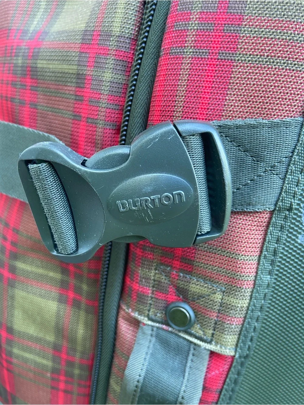 BURTON Luggage Plaid Wheelie Double Deck Rolling Travel Bag in Red